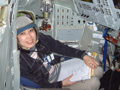 ソユーズ帰還モジュール・シミュレータの中で