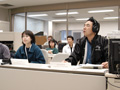 Astronauts Furukawa and Sumino in control room observing the test