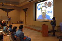 Photo: Astronaut Furukawa giving a lecture via videoconference