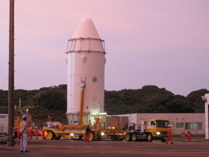 KOUNOTORI3 is being transported to the Vehicle Assembly Building