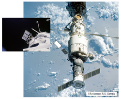 MPAC&SEED installed on the exposed portion of Zvezda. As of April, 2002 (Credit: JAXA)