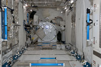 The PM interior after the racks were deployed during the STS-124 Mission (Image credit: NASA)