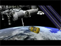 サムネイル：HTV2ミッションのCG映像（ISSへの結合、曝露パレットの設置）