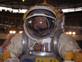 Astronaut Hoshide in Orlan spacesuit