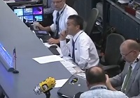 NASA管制室での若田宇宙飛行士
