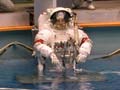 Astronaut Wakata getting into the pool