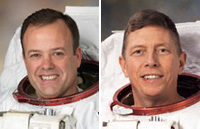 写真：船外活動を担当するギャレン（左）、フォッサム（右）両宇宙飛行士