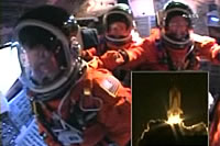 打上げ時のスペースシャトル内の様子（STS-123ミッション）