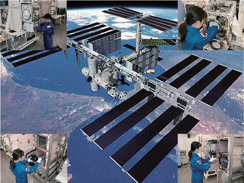 画像：ISSとラックのイメージ