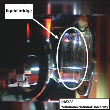 An image of liquid bridge formed in the experiment