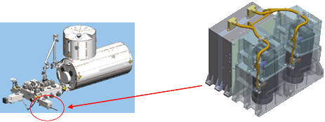画像：「きぼう」日本実験棟の船外実験プラットフォームに取り付けられたポート共有実験装置（MCE）に搭載。船外実験プラットフォーム用民生品ハイビジョンビデオカメラシステム（COTS HDTV-EF）