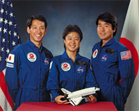 初の日本人宇宙飛行士として選抜された毛利、向井、土井宇宙飛行士