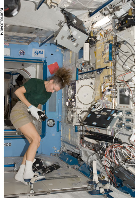 RadGene/LOH実験の実験操作を行うサンドラ・マグナス宇宙飛行士